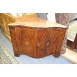 AN ITALIAN MARBLE TOPPED MARQUETRY CORNER CABINET (AF) 98cm wide