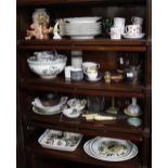 A SELECTION OF CHINA AND CERAMICS including Portmeirion serving dishes and bowls, a possibly