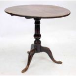 A 19TH CENTURY OAK TILT TOP TRIPOD TABLE, 74cm approximately together with a Sutherland table and