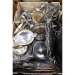 A LARGE SELECTION OF VINTAGE EPNS AND SILVER PLATED WARE including serpentine edged galleried trays,