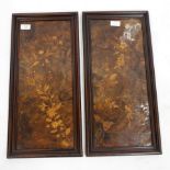 TOP OF A VICTORIAN WALNUT GAMES TABLE and two walnut marquetry panels; and a set of four carved