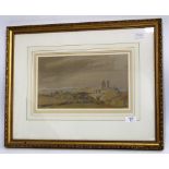 HARRY MORLEY 'CORFE CASTLE' 19cm x 33cm, a pen and ink sketch attributed to Thomas Webster 20cm x