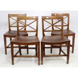 A SET OF FOUR COUNTRY KITCHEN CHAIRS with panelled seats