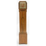 AN ART DECO WALNUT CASED GRANDDAUGHTER CLOCK, 138cm high