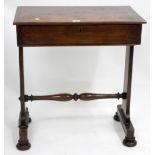 A 19TH CENTURY MAHOGANY SIDE TABLE with single frieze drawer, 68cm wide x 75cm high