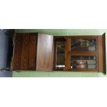 AN EDWARDIAN LINE INLAID MAHOGANY SECRETAIRE BOOKCASE fitted with mirror back and astragal glazed