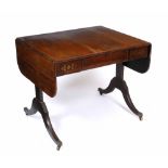 A REGENCY ROSEWOOD SOFA TABLE with brass star inlay 90cm wide