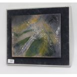 A CONTEMPORARY DESIGN ENAMEL PAINTED ABSTRACT PLAQUE on wall mount, plaque measures 22cm x 27cm (