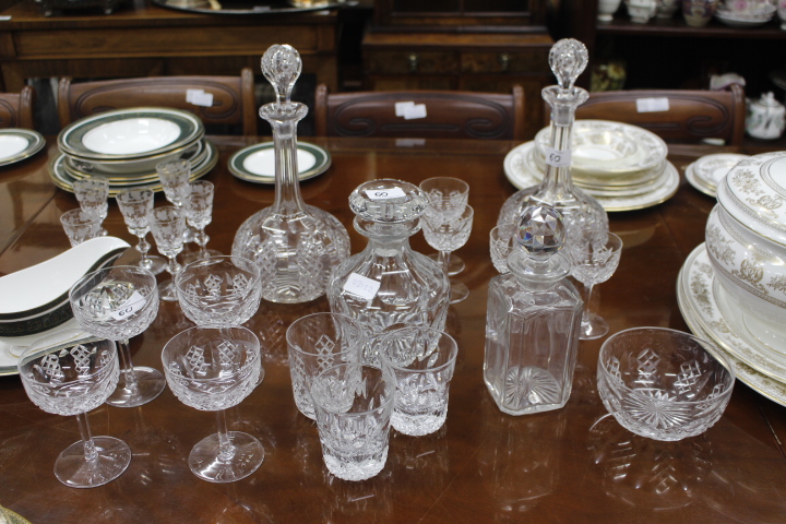 A LARGE SELECTION OF CUT CRYSTAL AND GLASSWARE including decanters, bowls, tumblers, sherry