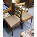 A SET OF FOUR LATE GEORGE III BAR BACK DINING CHAIRS and an 18th Century style upholstered elbow