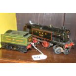 A DIE CAST PAINTED HORNBY LOCOMOTIVE and a Hornby tender (not a matching pair) together with a boxed