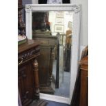 A LATE 19TH / EARLY 20TH CENTURY WHITE PAINTED RECTANGULAR WALL MIRROR with bevelled glass 77cm x