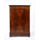 A 19TH CENTURY CONTINENTAL SECRETAIRE ABATTANT with marble top and fitted interior 95cm wide x 143.