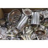 AN ASSORTMENT OF SILVER PLATED WARES including toast racks, bottle coasters, coffee pots, tea