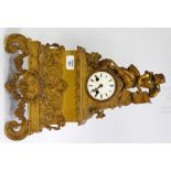 A 19TH CENTURY FRENCH GILT METAL MANTEL CLOCK the enamelled dial with Roman numerals, overall 29cm