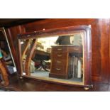 A LATE 19TH/EARLY 20TH CENTURY MAHOGANY FRAMED OVER MANTEL MIRROR