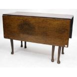 AN 18TH CENTURY OAK DROP LEAF TABLE 117cm wide , an Edwardian small mahogany oval night cupboard and