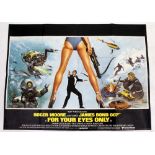 JAMES BOND 'FOR YOUR EYES ONLY', 1981, A British Quad Film poster staring Roger Moore, 76cm x