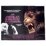 AN ORIGINAL 1980'S QUAD FILM POSTER 'AMERICAN WEREWOLF IN LONDON', 76cm x 101cm