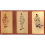 GEORGE BISSELL (1896 - 1973) Caricatures, a group of three, each signed, pen, ink and watercolour,