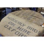 TWO HESSIAN BURLAP SACKS, one printed 'A E Field, Grimsbury Mill; and the other 'Hedderly