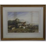 MOTT WATERCOLOUR of livestock 37cm x 55cm together with a print after Picasso (2)