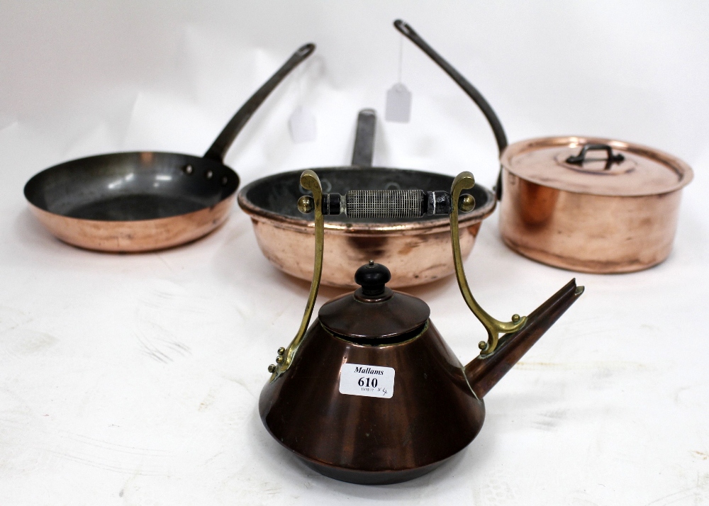 A BENSON COPPER AND BRASS KETTLE 22cm in height together with a 19th Century Baumalu French made