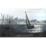 MARY ROOKE (20TH CENTURY) A sailing vessel at dusk, signed, pastel, 51.5cm x 77cm Mary Rooke, a 20th