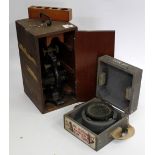 A MILITARY TYPE P11 COMPASS in a fitted box, 14cm diameter together with a Spencer Lens. Co