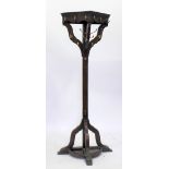 A VICTORIAN OAK HALL STAND with brass hooks, 198cm high