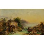 JOSEPH HORLOR (1809-1887) A mountain landscape with water mill, signed, oil on canvas, 30cm x 50cm
