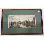 A W. DAVY A Victorian watercolour of a river landscape dated 1894, signed lower left corner and