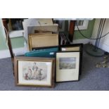 A GROUP OF DECORATIVE PICTURES AND PRINTS to include watercolours, 19th century cartoon etc