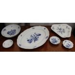 A SELECTION OF 19TH AND 20TH CENTURY MEISSEN BLUE AND WHITE DISHES AND TUREENS and blue and white