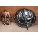 A COLLECTION OF AFRICAN, TRIBAL AND OTHER STYLE MASKS, some with bone inlay (16)