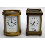 TWO FRENCH BRASS CASED CARRIAGE TIMEPIECES (2)