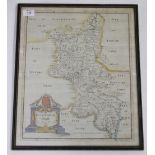 ROBERT MORDEN Antiquarian map of Buckinghamshire, with later hand colouring, 41cm x 34cm