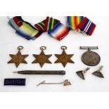 A WORLD WAR I GENERAL SERVICE MEDAL, a Pacific Star, the Atlantic Star and the 1939-1945 World War