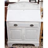 AN EARLY 20TH CENTURY OAK BUREAU painted in Annie Sloan chalk paint, 88cm wide x 122cm high