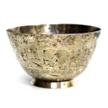 A WHITE METAL FOOTED BOWL, approximately 11.3cm diameter with initials L.I.P beneath, engraved in