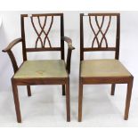 A SET OF SIX HARDWOOD DINING CHAIRS BY 'FISHMAN' DAVID SLATER with interwoven splats, insets