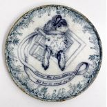 A 19TH CENTURY TRANSFER PRINTED WARE PLAQUE titled 'A Learned Man I now Appear but Turn Around and
