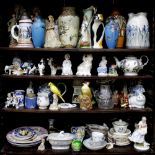 A LARGE SELECTION OF CHINA, POTTERY, CERAMICS ETC including Portmeirion tea pot, Studio Pottery jug,