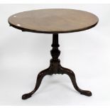 A GEORGE III MAHOGANY TILT TOP TABLE on tripod base, 81cm wide