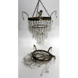 A PAIR OF 20TH CENTURY CUT GLASS DROPPER CHANDELIERS, 19cm diameter (2)