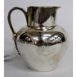 A GLASGOW SILVER JUG with applied strap handle with verse reading Per Ardua Ad Alta dated 1905 11.