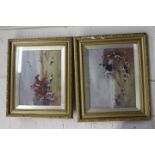 W. BROWN - A PAIR OF OIL ON CANVAS of huntsmen and hounds at the jump, signed lower left hand