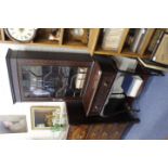 A LATE 19TH / EARLY 20TH CENTURY MAHOGANY DISPLAY CABINET with blind fret carved decoration and