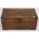 A 19TH CENTURY CAMPHOR WOOD BRASS BOUND BOX with carrying handles to the side 73cm wide x 38cm