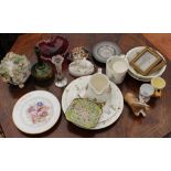 A SELECTION OF CHINA AND CERAMICS including Wedgwood Beatrix Potter plates, jugs, mug, egg cup